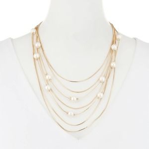 Kenneth Jay Lane gold tone multi-chain necklace NWT